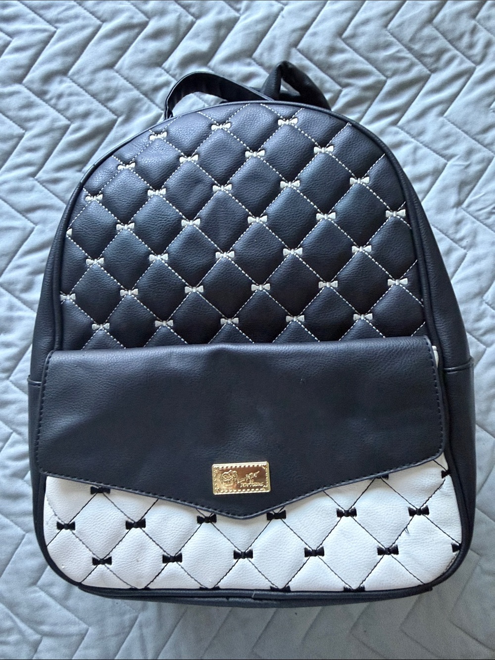 Betsy Johnson Quilted Black and White Women's Backpack purse
